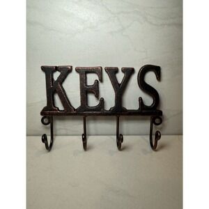 Rustic Galvanized Metal "KEYS" Wall Mount with 4 Hooks Key Holder